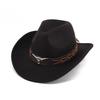 Summer Felt Cowboy Hat Men Women Couple Ethnic Rolled Brim Bohemian Fedora Sun Cap for Outdoor Beach