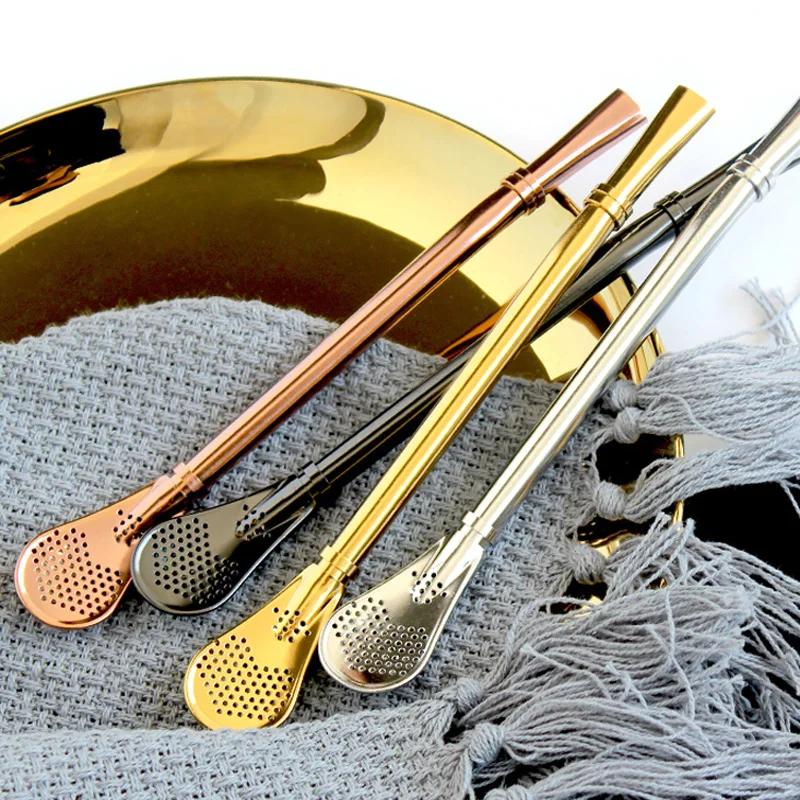 1 buc. lingură de paie din oțel inoxidabil Paie de băut reutilizabile Yerba Mate Bombilla Paie de ceai filtrată linguriță Accesorii pentru bar de cocktail