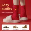 This Year Red Socks Female Autumn Winter Coral Velvet Mid-tube Stockings Big Red Socks Mid-tube Stockings