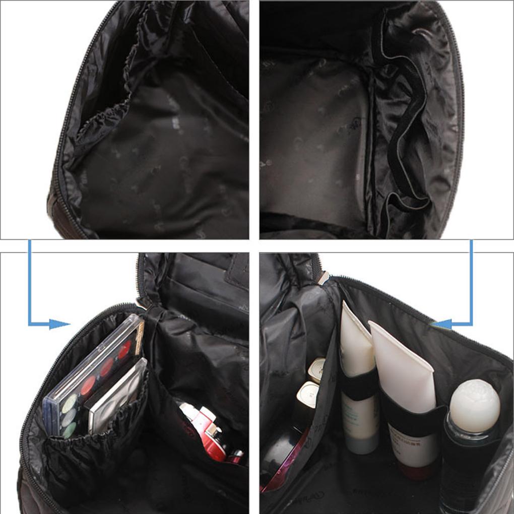 Makeup Bag Handle Dustproof Mirror Cosmetic Bags Square Soft Foldable Lightweight Toiletry Case Traveling Foundation