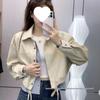 Women's Trendy Faux Two-Piece PU Leather Motorcycle Jacket - Short, Stylish Spring/Autumn Outerwear