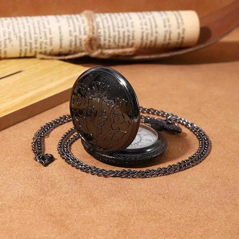 Men's Chain Black Quartz Pocket Watch + Box Gifts for Men
