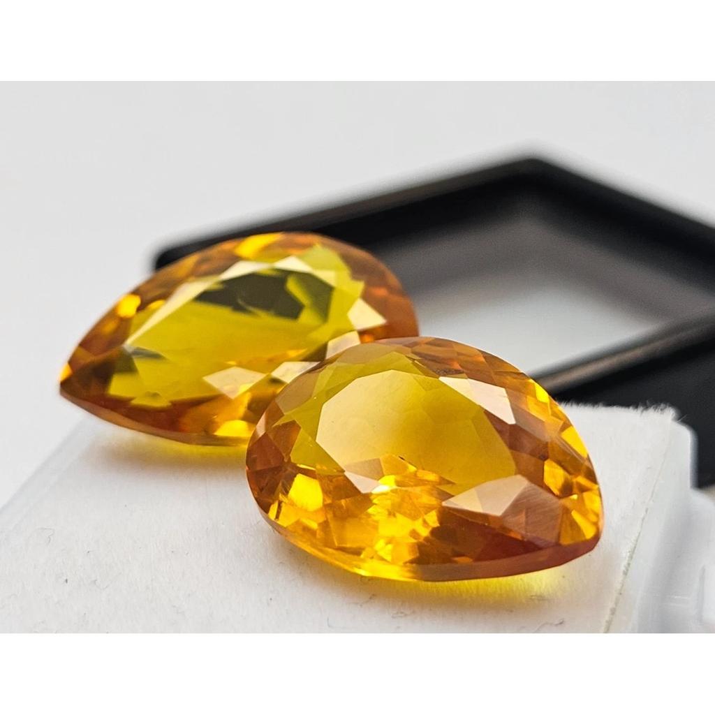 Citrine Yellow &Orange For Earing Natural Pear Cut 18-19 Ct Pair Gemstone