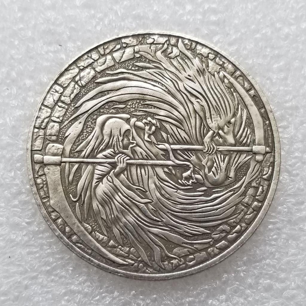 Antique Silver-Plated Brass Wanderer Coin #4645