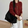 Women's Loose Lazy Colorful Button Round Neck Sweater Coat Autumn Winter Knitted Cardigan Versatile Top