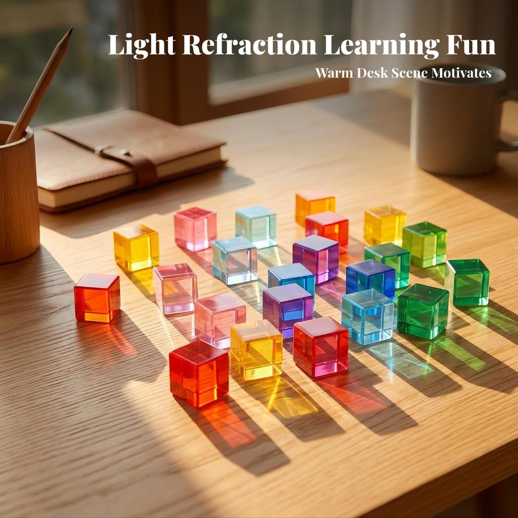 20 Pieces Acrylic Blocks Light-Catching Stacking Block Set Smooth-Edged