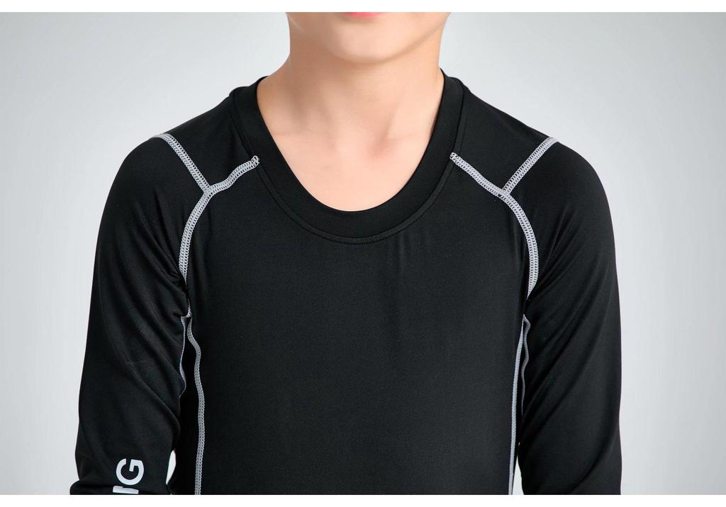 Unisex Fleece-Lined Long Sleeve Fitness Set for Autumn and Winter - Quick-Dry Sports Base Layer