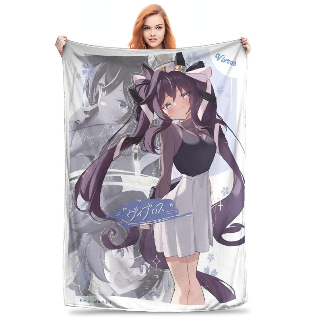 Uma Musume Pretty Derby Blanket Fleece Printed  Portable Warm Throw Blanket for Bed Outdoor Bedspread