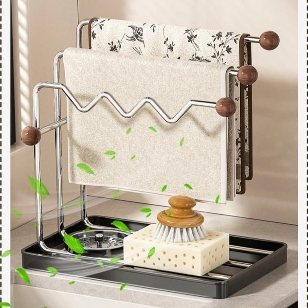 Drainage Tray Dishcloth Towel Holder Countertop Design Multifunctional Drying Rack  Home Kitchen