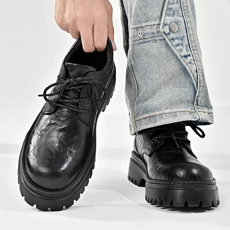 Fashion Male Casual Genuine Leather Wedding Party Footwear Men Formal Business Shoes Thick Soled Oxford Shoes Luxury Men's Dress Shoes