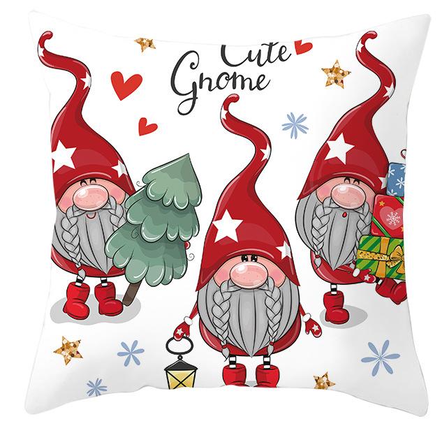 New Christmas Dwarf Pillow Cover Christmas Cute Dwarf Peach Skin Cushion Cover