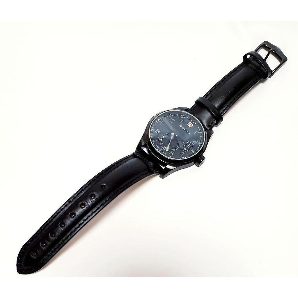 Used WENGER Watch Aerograph Black Leather Strap