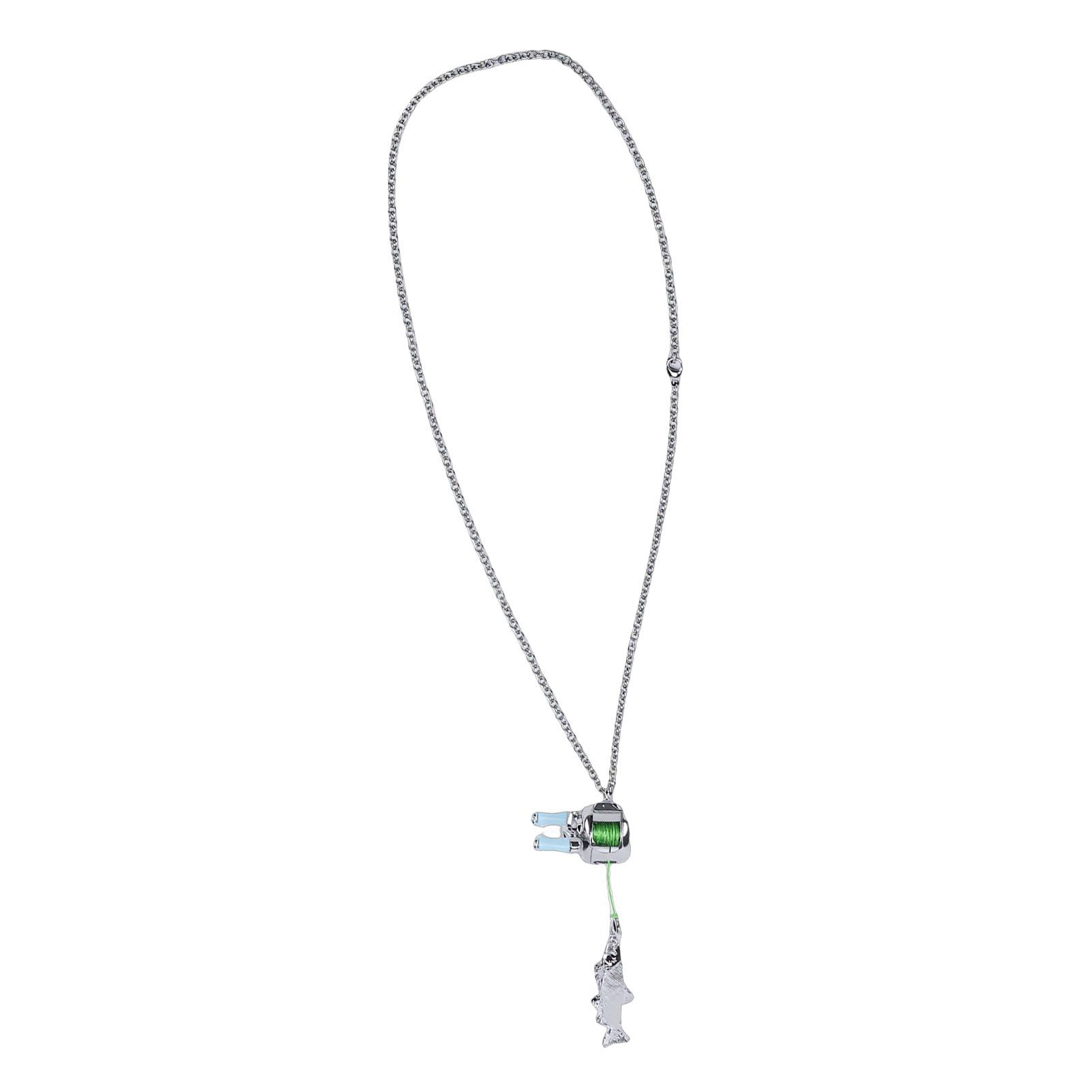 

Fishing Reel Necklace Reel Pendant Necklace with Rotating Handle for Backpack Collectibles