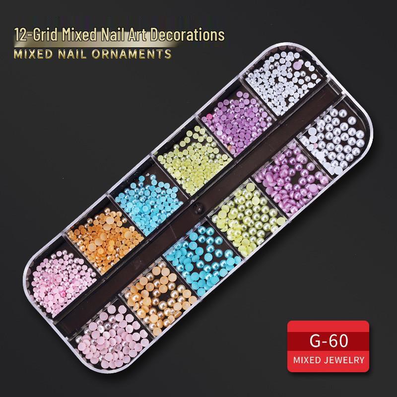 60 Nail Art Accessories: Rhinestones, Pearls, Rivets & Alloy Designs