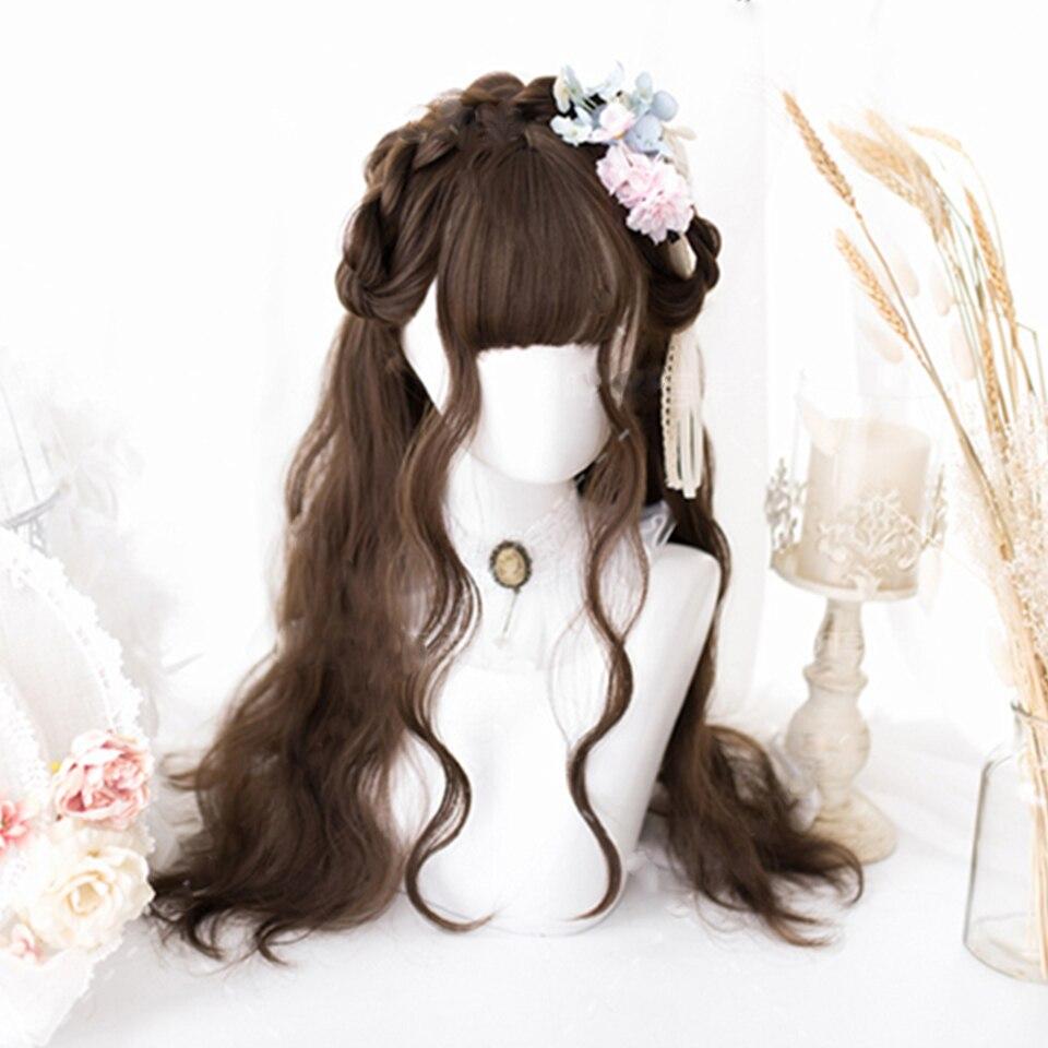 Halloween Long Curly Hair Lolita Wig Women's Synthetic Hair Heat-Resistant Fiber Red Blond Black Blue Pink Wig Cosplay LUPU