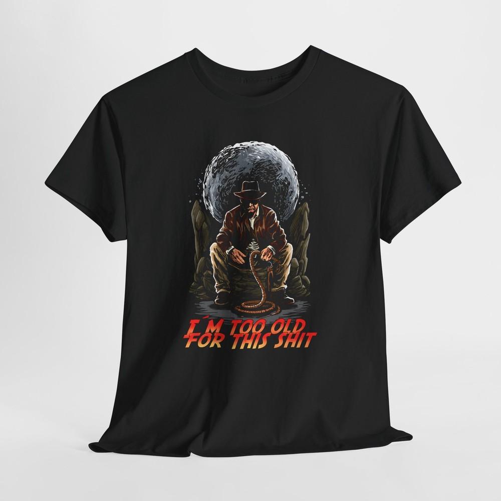 Indiana Jones Funny Tshirt Graphic Print Black Shirt Crew Neck Movie Fans