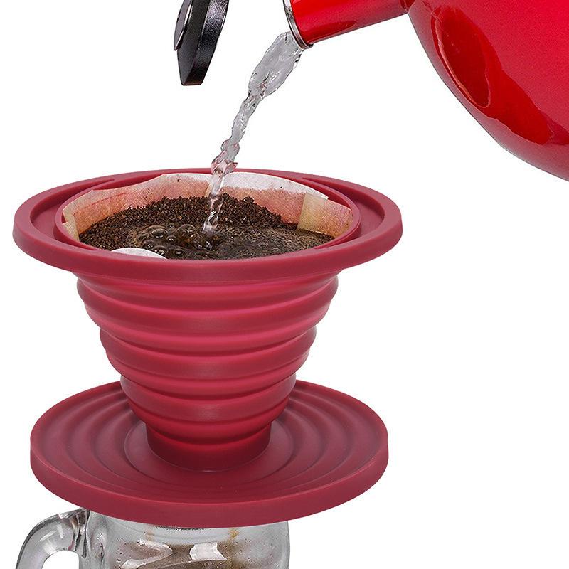 Collapsible Pour Over Coffee Dripper Food Grade Portable Camping Pour Over Coffee Maker Reusable Silicone Pour Coffee Filter