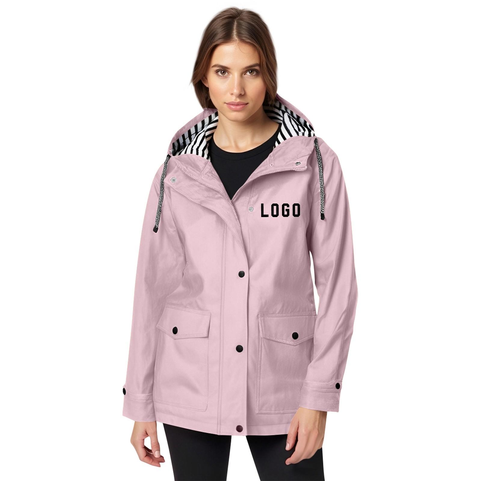 

Женская куртка-дождевик сделай сам однотонная в полоску для улицы плюс водонепроницаемая с капюшоном ветрозащитная XL розовый