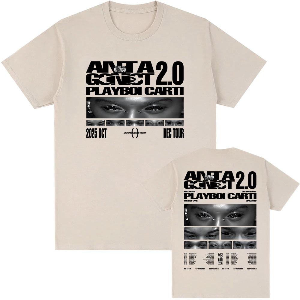 PLAYBOI CART ANTAGONIST TOUR Tshirt Short Sleeve Cotton Male Tshirts Casual Fashion Singer Graphic Teeshirt Print Tees for Men
