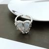 Fashion Love Heart Zircon Open Rings Set for Women  Sweet Girls Geometric Finger Rings Jewelry Accessories