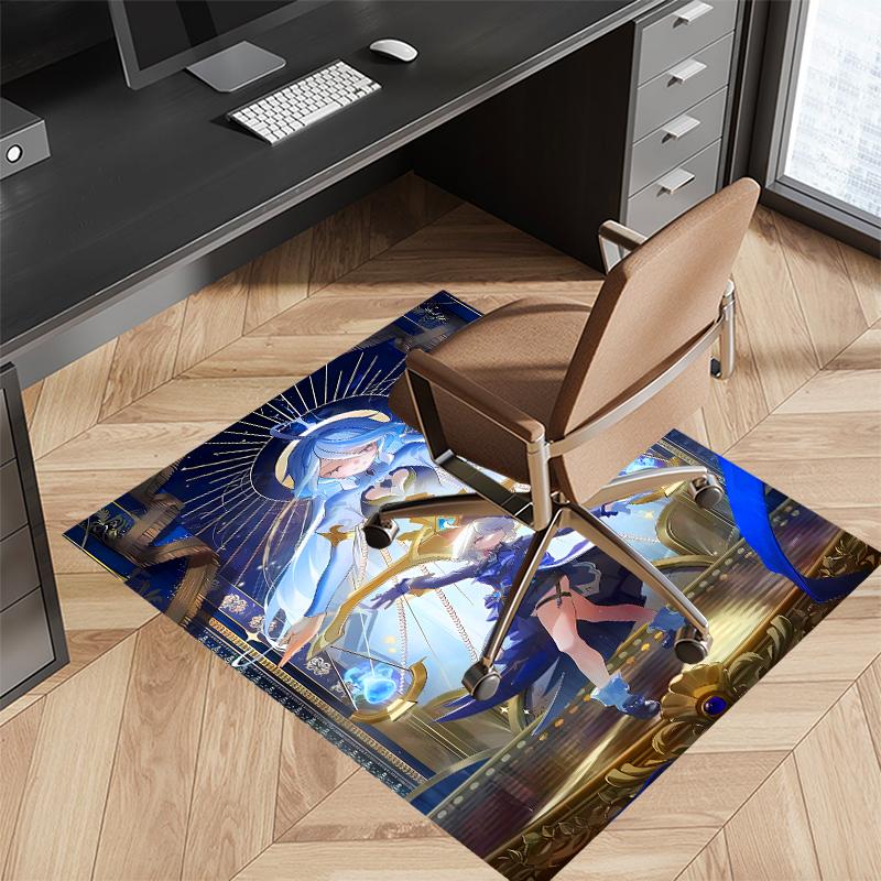 1 Stück Genshin Impact Furina Druck Teppich - Weiche, Waschbare Rutschfeste Indoor-Matte für Bürostühle, Wohnzimmer, Home Office Dekorteppich