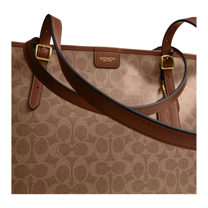 Coach TAXI 36 Brand Classic Logo Tote Bag Tote Bag Shopping Bag Artificial Leather Portable Shoulder Bag Large Women's Brown