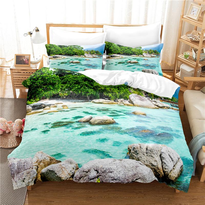 Bedspreads Cover With Pillowcases Beautiful Sea Scenery Duvet Cover Set Queen Extra Flexible Comfortable Bedroom Sets Bedding