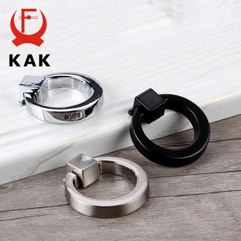 KAK 43mm Circle Handles Color Gold Silver Black Ring Zinc Alloy Door Handles Pulls Cabinet Drawer Knobs For Furniture Hardware