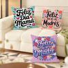Feliz Dia MaMa Cushion Cover Natural Linen Organic Fabric DoubleSided Printing Couch Pillow Covers Home Decor