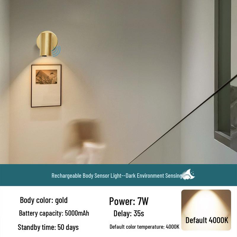 Rechargeable Motion-Activated Voice-Control Wall Spotlight
