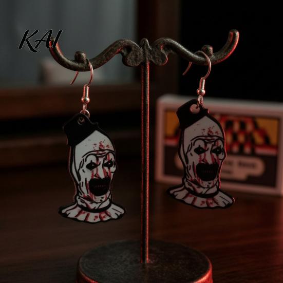 Vintage Style Horror Earrings 1 Pair Halloween Theme Dangle Drop for Women, Scary Blood Gothic Acrylic Clown Earrings, Creative Punk Jewelry Costume,