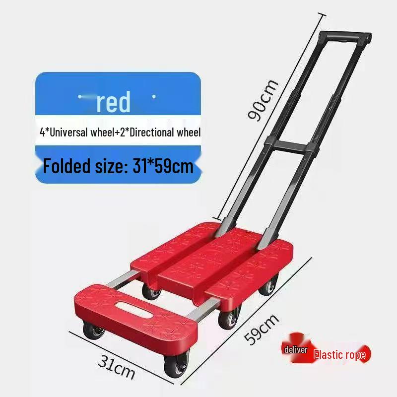 Foldable Retractable Trolley: Portable Cart for Household, Shopping, or Luggage