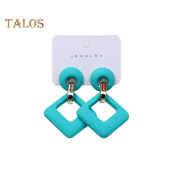 

1 пара серег-капель с геометрическим рисунком, квадратные полые серьги с дизайном, легкие, устойчивые к деформации ювелирные изделия, подарок для мамы, сестры, подруги озеро синий