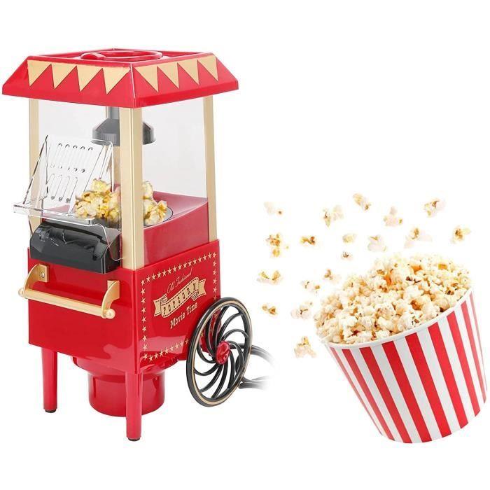Machine à pop-corn - 123 - Mini maison cuisine - Aluminium rétro - 1200W - Rouge