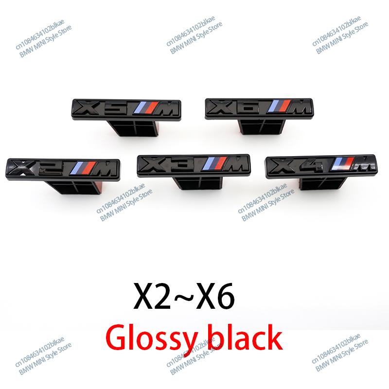 BLS1 For BMW M Power X5 X6 Front Grille Emblem X3 X4 Gloss Black White 3D ABS Logo X2 Performance Badge Auto Car Exterior Accessories