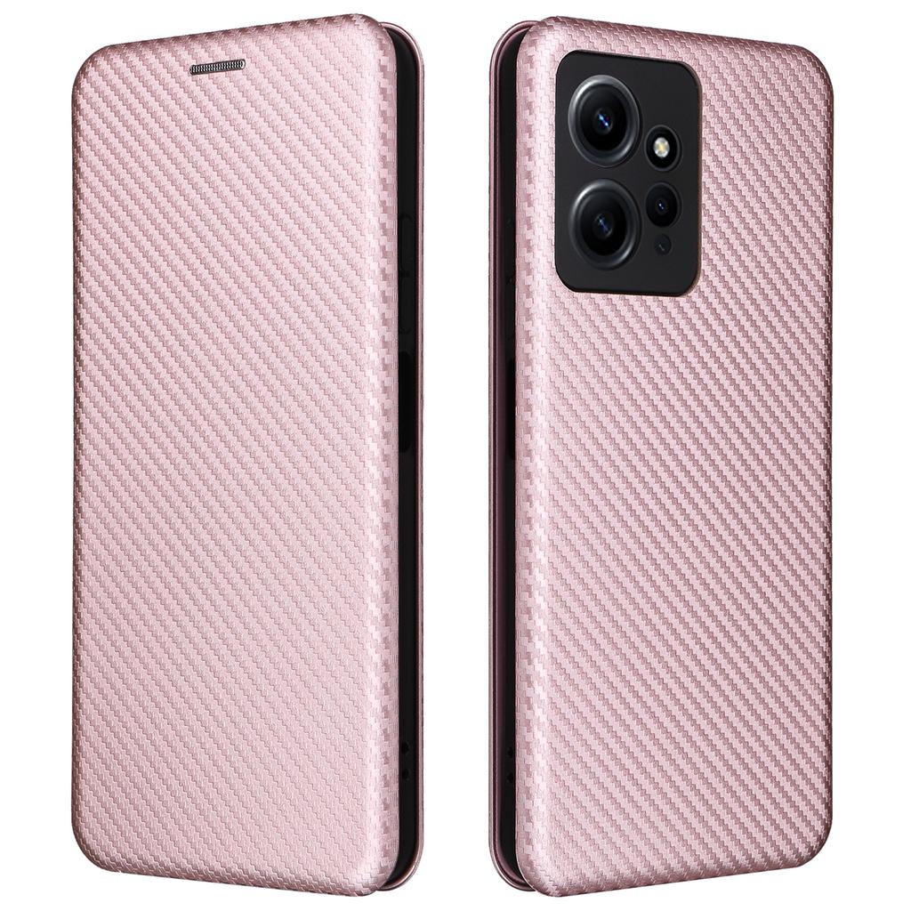 For Xiaomi Redmi Note 12 4G PU Leather Stand Cover Carbon Fiber Texture Phone Case with Card Holder