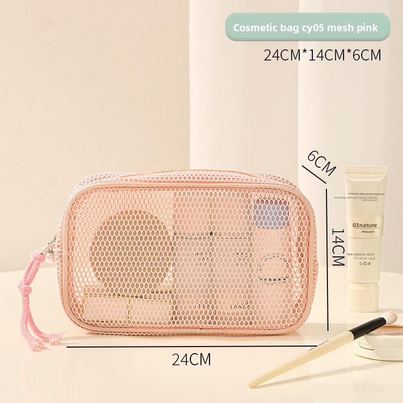 Borsa da Trucco Moderna con Zip in Rete e Organizzazione Multifunzionale per Viaggio e Articoli da Toeletta