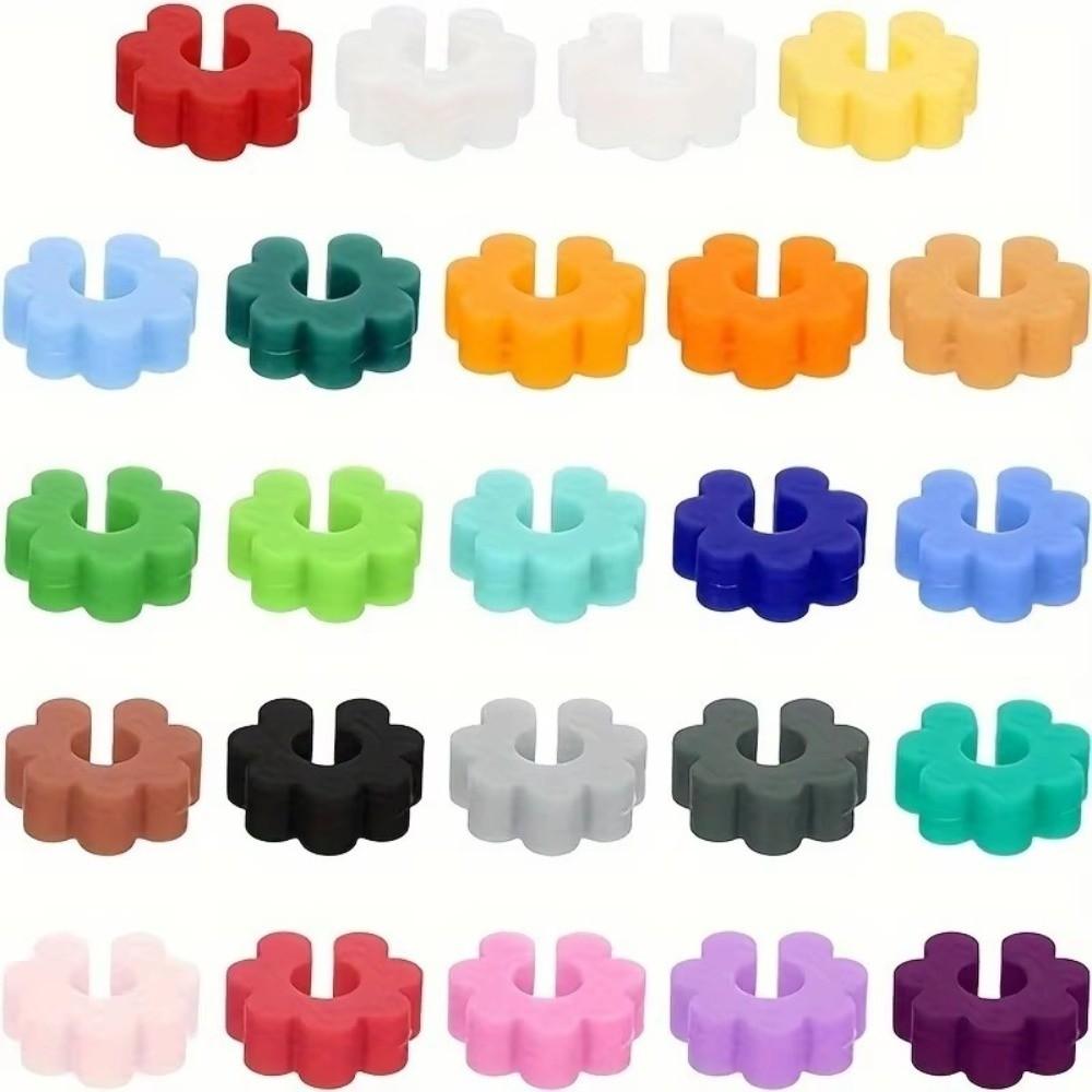24Pcs High Quality Silicone Wine Glass Markers Reusable Flower Shape Drink Marker Bands Colorful Wine Glass Charms Home Use
