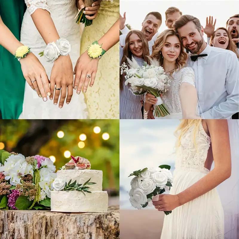 25pcs Fake Artificial White Roses With Stem, Home, Party & Wedding Decorations, For DIY, Bridal Shower Bouquets & Centrepieces/Arrangements