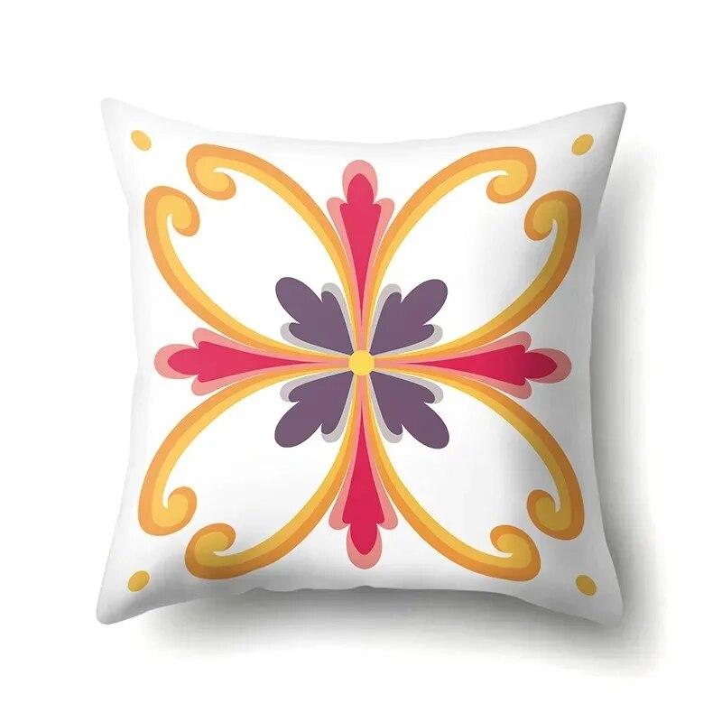 45x45cm Geometric Floral Print Pillowcase Office Chair Living Room Sofa Cushion Cover Bedroom Room Home Decoration