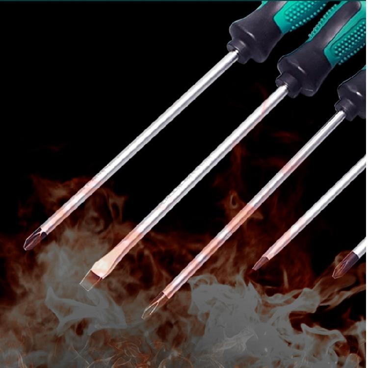 Multipurpose Steel Screwdriver Flat & Slotted Bit Screwdriver Shock Resistant Ergonomic for Home Repair Task