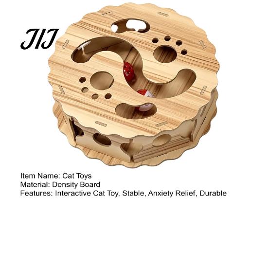 Cat Boredom Relief Interactive Toy with Rolling Balls, Durable Density Board Scratching Mental Stimulation for Cats Toy, Anxiety Wooden Maze