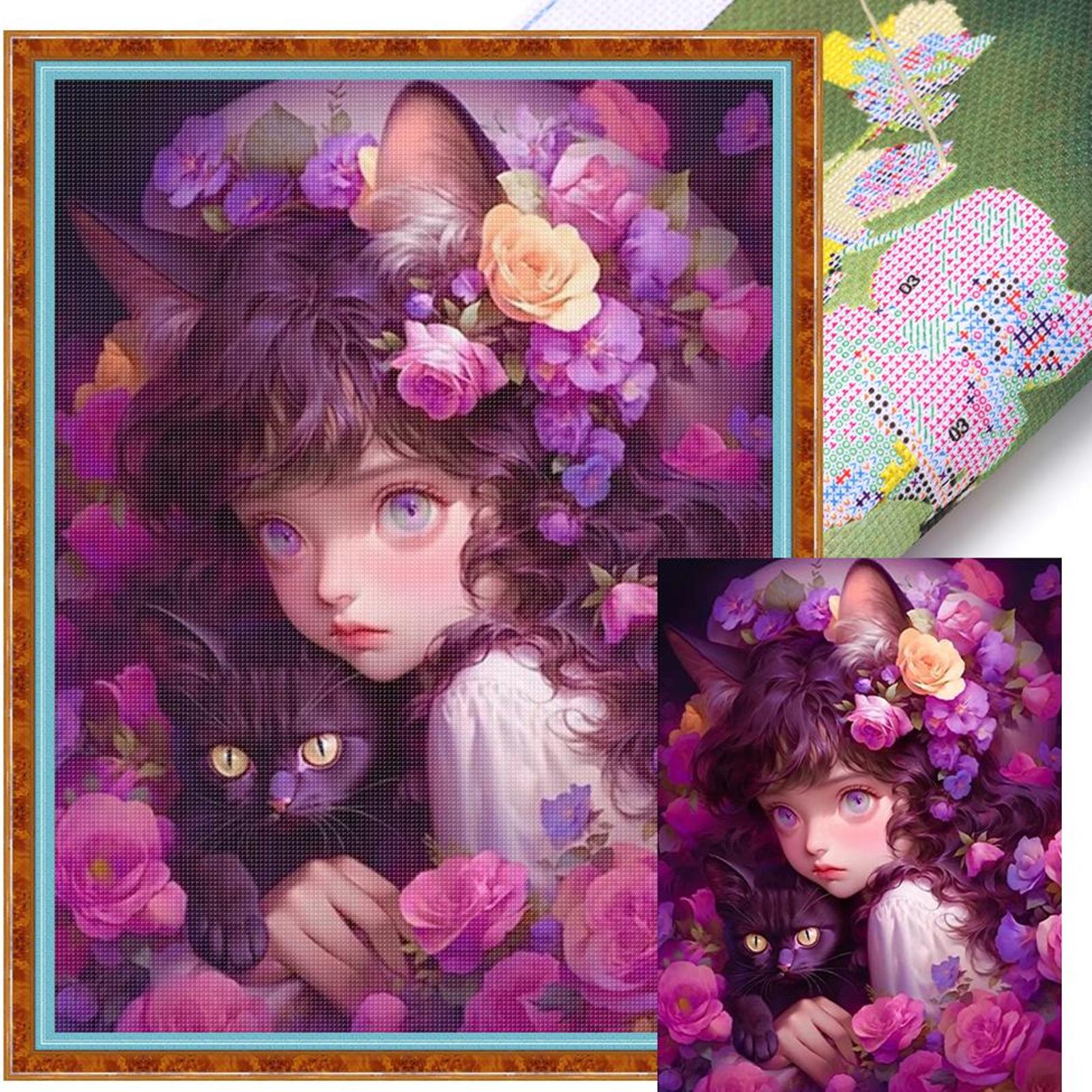 

Полная вышивка хлопковой нитью 11CT Печатный набор для вышивания крестом Девочка Искусство