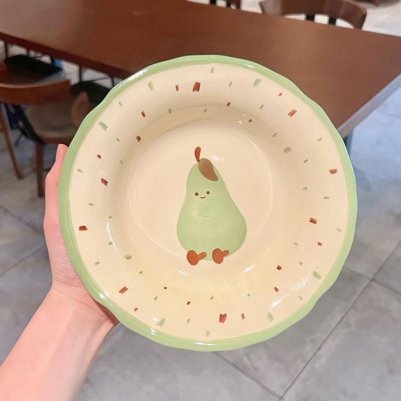 High value fruit croissant dish plate Underglaze color tableware Ceramic plate Dessert plate Vegetable plate Deep plate