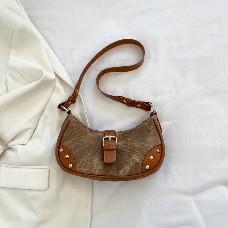 Trendy Street Style Women s Pu Shoulder Bag Unique Vintage Casual Baguette Bag For Everyday Use хаки