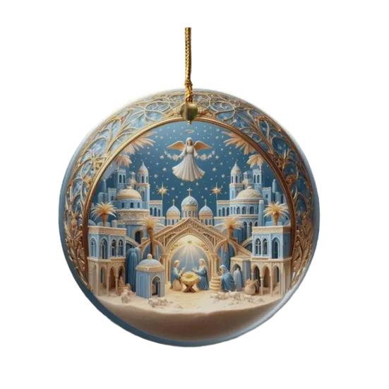 

Акриловый кулон Рождественское украшение со шнурком Легко повесить Рождественский вертеп Подвеска F