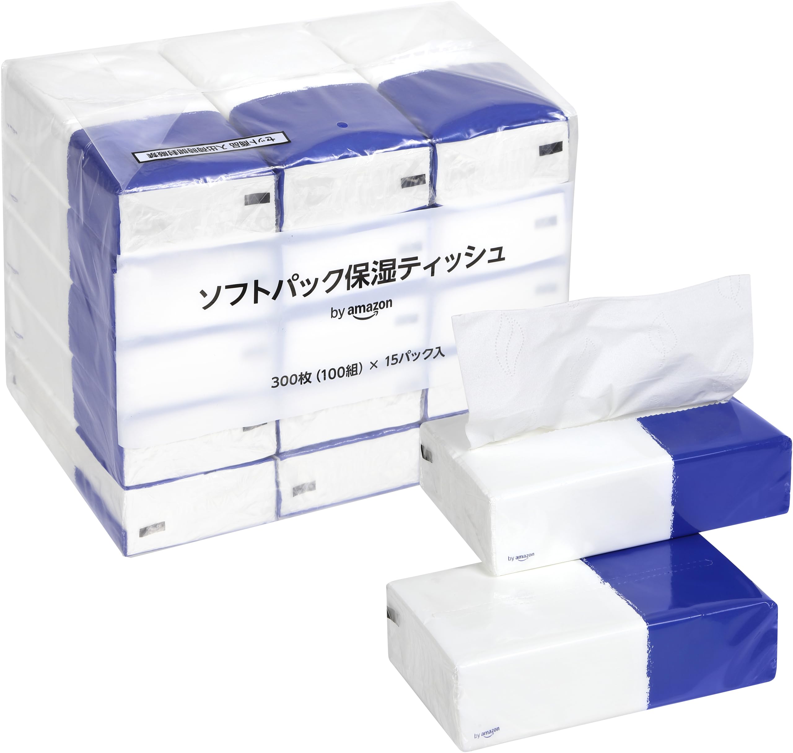 

Amazon Soft Pack Moisture FSC Certified 300 Sheets x 100 Pairs x 15 Packs Tissues, Paper, (3-Ply)