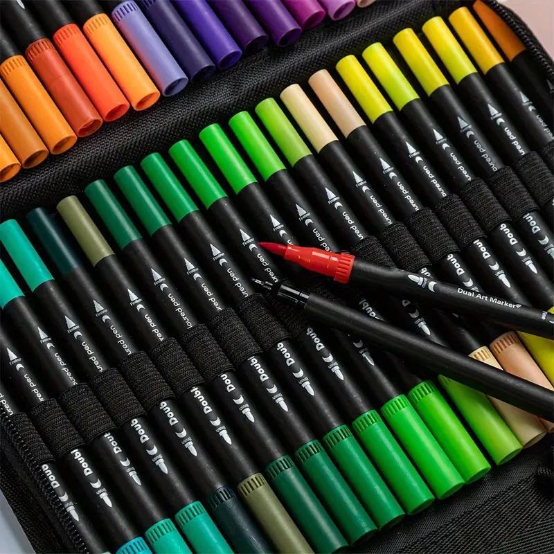 Pennarelli Artistici Doppia Punta, Pennello & Punta Fine, Adatti per Artisti per Colorare con Pennello & Punta Fine, Per Uso Professionale
