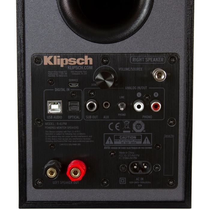 KLIPSCH R-41PM Active Bookshelf Speakers with Built-in Bluetooth - Black