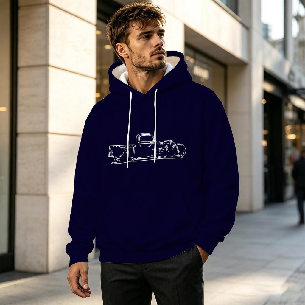 Men's 2D Graphic Hoodie - Cotton, Breathable, Loose Fit, Minimalist Stylish, Perfect for Daily Casual Wear